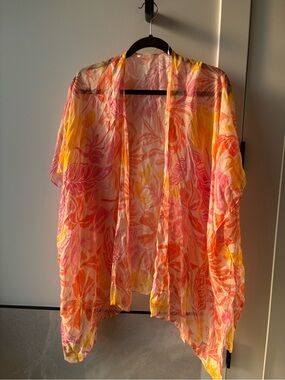 Old Navy Sheer Floral Kimono in Pink, Orange & Yellow